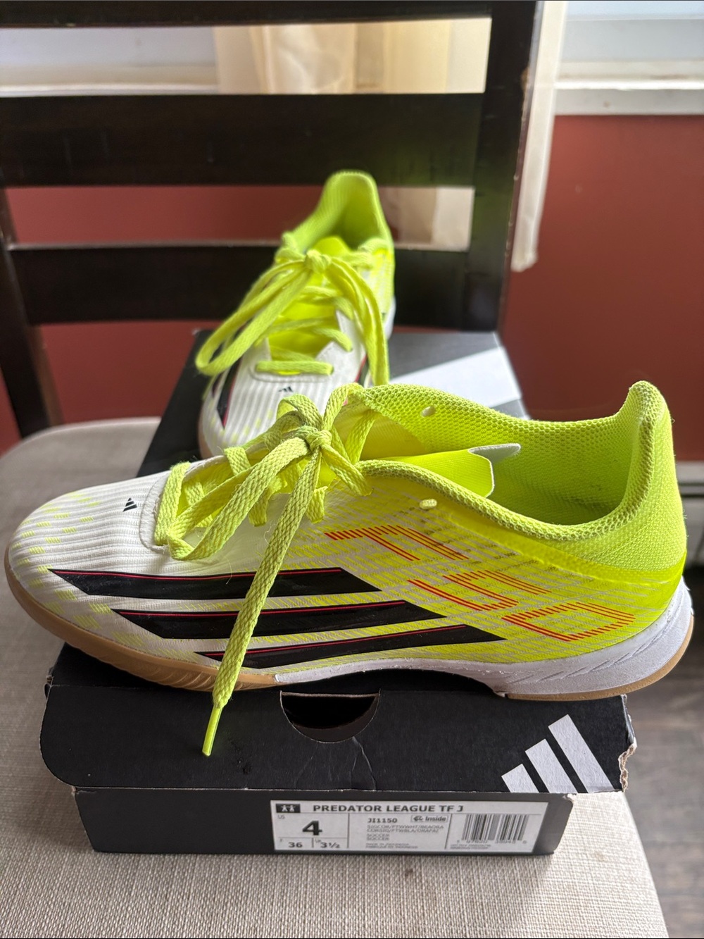 adidas Neon Yellow and Black Indoor Soccer Shoes